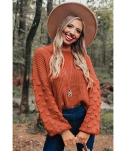 J+j Tops Rust Bubble Knit Sweater