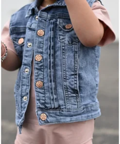 Little Bipsy Outerwear Light Wash Denim Vest