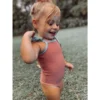 Minikane Overalls + Rompers Bright Pink + Aqua Romper