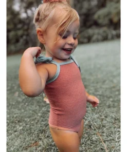 Minikane Overalls + Rompers Bright Pink + Aqua Romper