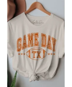J+j Graphic Tees Game Day Texas Tx Oversized Cream Tee
