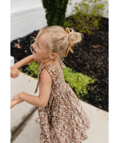 Lia + Lou Brown Floral Twirly Tie Dress Dresses