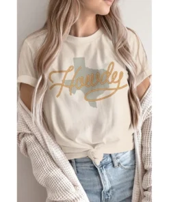 J+j Graphic Tees Howdy Texas Rope Cream Tee