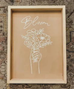 Emrose Bloom Floral Bouquet Taupe Sign Decor