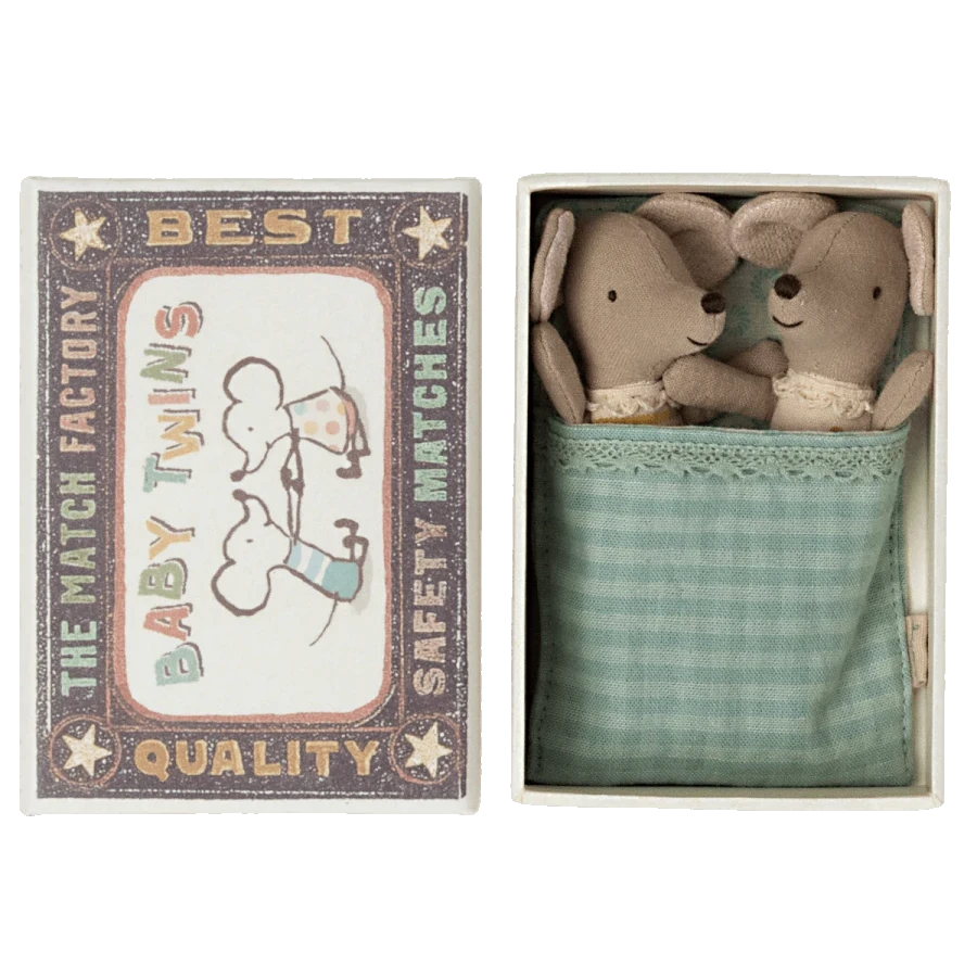 Maileg Dolls + Plushies Baby Twin Mice In A Box Toy 3 Maileg Dolls + Plushies Baby Twin Mice In A Box Toy