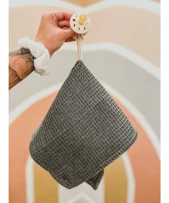 Evelina Apparel Dark Grey Waffle Pacifier Blanket