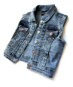 Little Bipsy Outerwear Light Wash Denim Vest