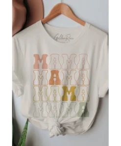 J+j Graphic Tees Mama Stacked Oversized Cream Tee