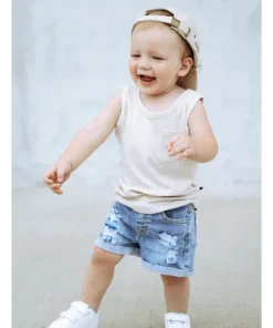 Little Bipsy Shell Ribbed Pocket Tank Top Tee