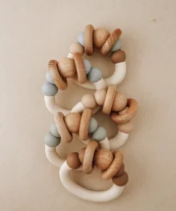 Pretty Please Teethers Mahogany Rose Orbit Teething Ring Rattle Toy