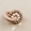 Pretty Please Teethers Warm Taupe Reed Teething Ring Rattle Toy