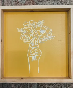 Emrose Decor Floral Bouquet Mustard Yellow Sign