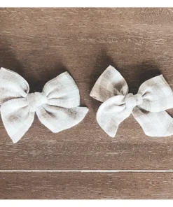 Mae + Skye Ecru Check Mini Pinwheel Pigtail Hair Clips Headwear