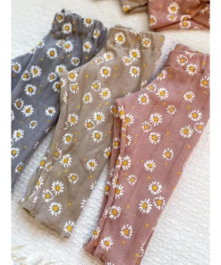 Evelina Apparel Beige Daisy Jersey Leggings Bottoms