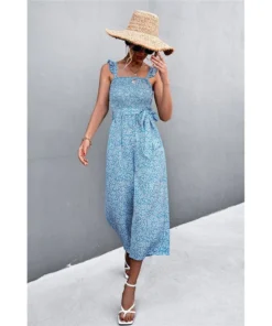 J+j Light Blue Floral Jumpsuit Rompers + Jumpers