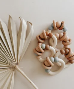 Pretty Please Teethers Eucalyptus Orbit Teething Ring Rattle Toy