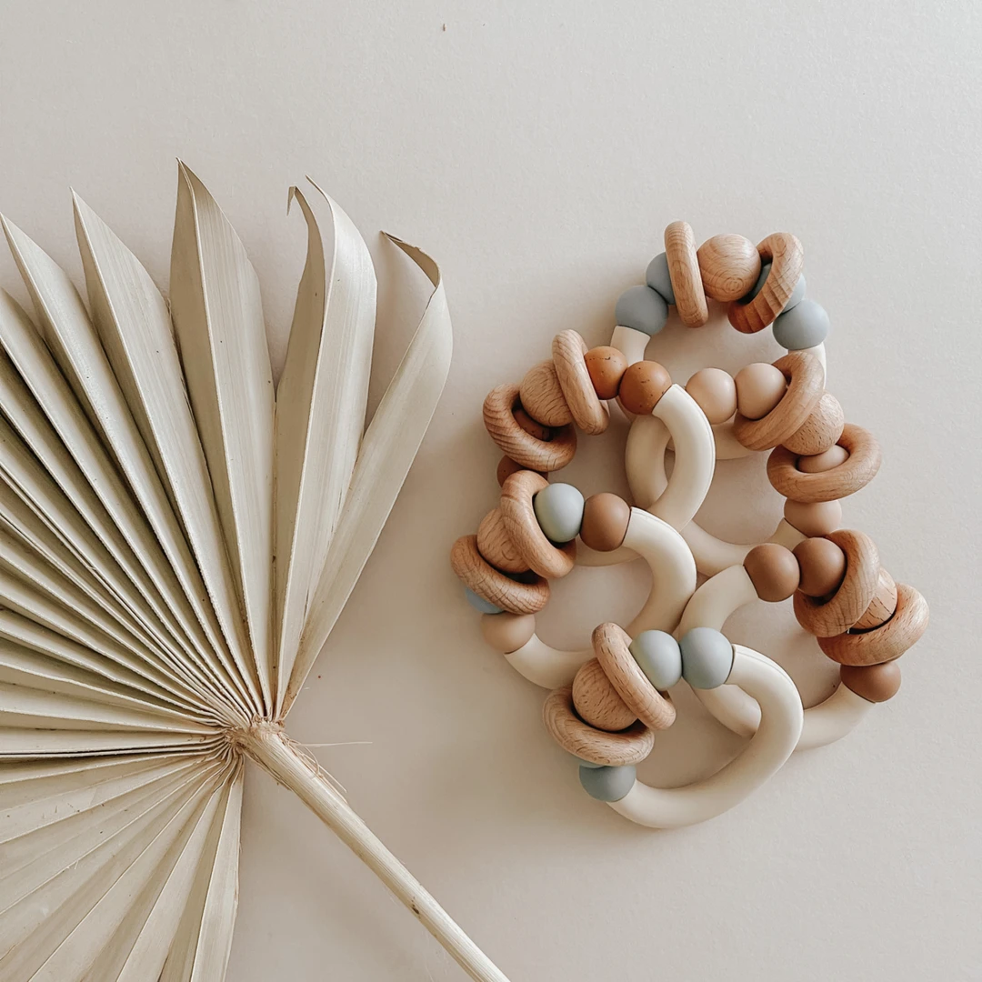 Pretty Please Teethers Eucalyptus Orbit Teething Ring Rattle Toy 4 Pretty Please Teethers Eucalyptus Orbit Teething Ring Rattle Toy