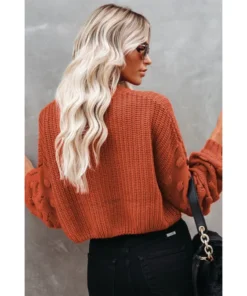 J+j Tops Rust Bubble Knit Sweater