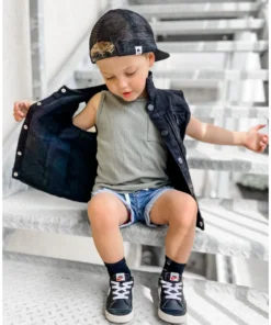 Little Bipsy Black Wash Denim Vest Outerwear