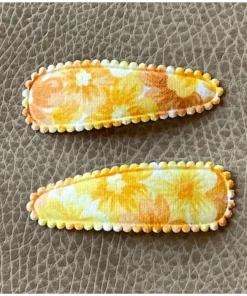 Minikane Headwear Yellow Retro Floral Pig Tail Clips