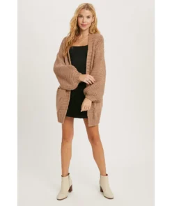 J+j Brown Chunky Cable Cardigan Outerwear