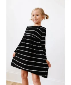 Lia + Lou Black + White Stripe Long Sleeve Dress