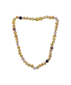 Sweet Tree Amber Raw Honey Amber + Pink/purple Necklace 13" Jewelry