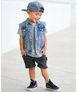Little Bipsy Outerwear Light Wash Denim Vest