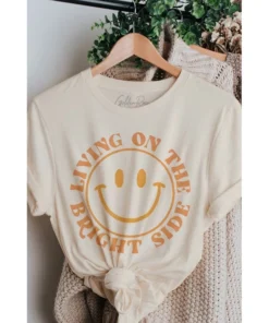 J+j Graphic Tees Bright Side Smiley Cream Tee