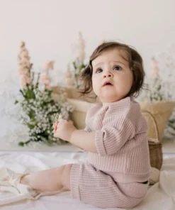 Jamie Kay Dusky Rose Organic Cotton Waffle Set Short Bloomers