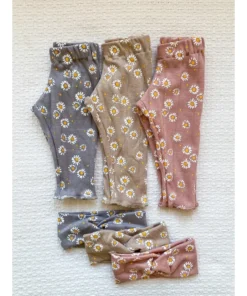 Evelina Apparel Grey Daisy Jersey Leggings