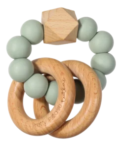 Pretty Please Teethers Toys Eucalyptus Sawyer Xl Teething Ring Rattle Toy