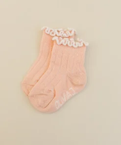 Olivia J Footwear Dainty Spring Peach + Ruffle Socks
