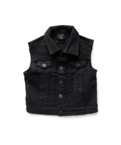 Little Bipsy Black Wash Denim Vest Outerwear