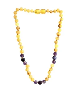 Sweet Tree Amber Amber + Amethyst + Agate Necklace 13" Jewelry