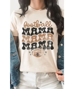 J+j Graphic Tees Football Mama Cream Tee