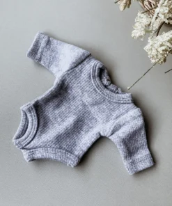 Dolls + Plushies Grey Minikane Long Sleeve Romper