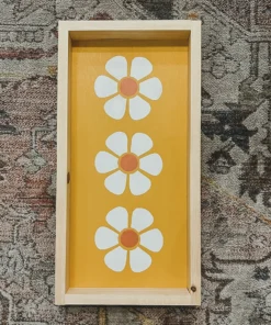 Emrose Vintage Retro Flowers Mustard Yellow Sign Decor