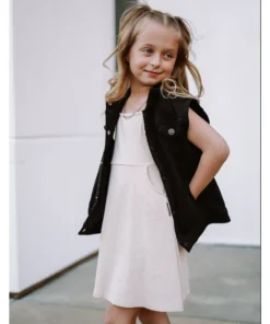 Little Bipsy Black Wash Denim Vest Outerwear