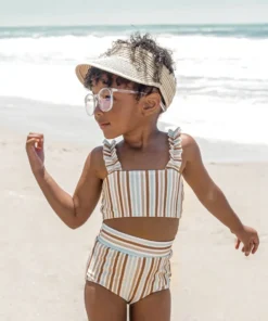 Orcas Lucille Summer Stripes Strap Bandeau Bikini Set Swim