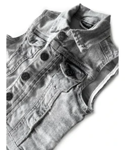 Little Bipsy Outerwear Grey Wash Denim Vest