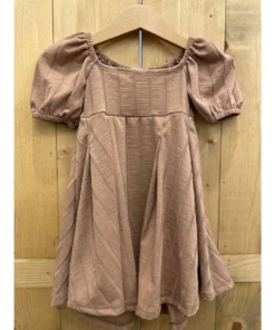 Lia + Lou Dresses Mauve Thick Ribbed Puff Sleeve Dress