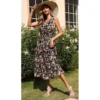 J+j Black Floral Tie Back Dress Dresses
