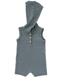 Mebie Baby Charcoal Waffle Hooded Short Romper Overalls + Rompers