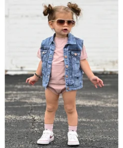 Little Bipsy Outerwear Light Wash Denim Vest