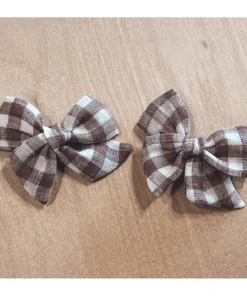 Mae + Skye Headwear Toffee Check Mini Pinwheel Pigtail Hair Clips