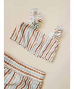 Orcas Lucille Summer Stripes Strap Bandeau Bikini Set Swim