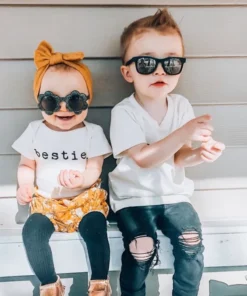 Tenth + Pine Bestie Black + Natural Organic Onesie