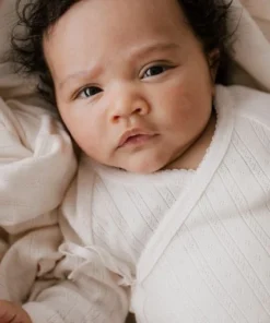 Jamie Kay Natural Organic Cotton Pointelle Wrap Romper