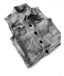 Little Bipsy Outerwear Grey Wash Denim Vest